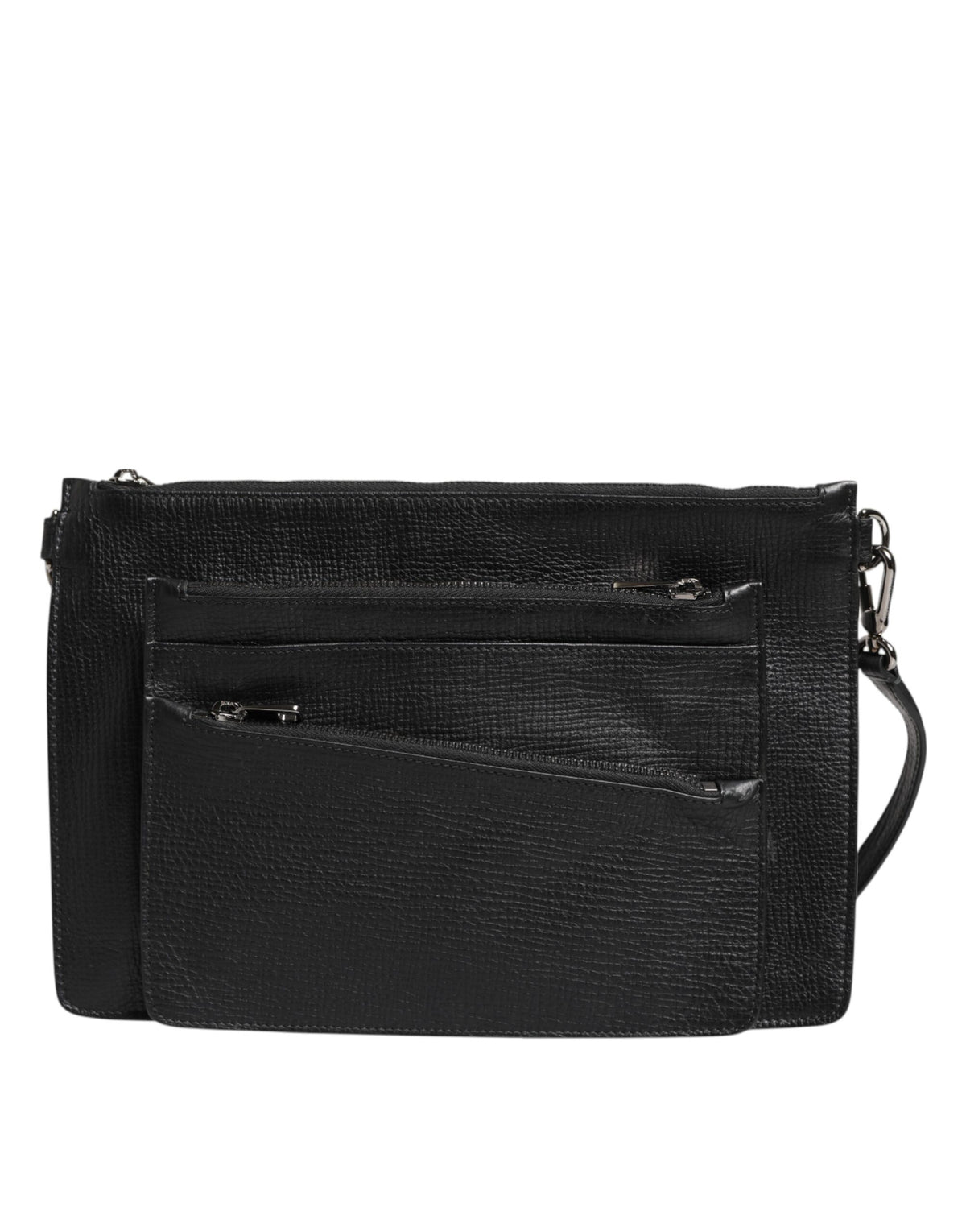 Black Palmellato Leather Logo Plaque Shoulder Borse Bag